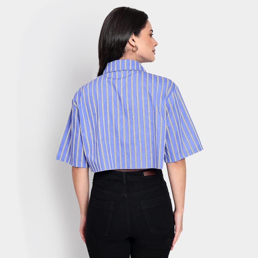 Ladies' 100% Cotton Shirt, Melange Blue, large image number null