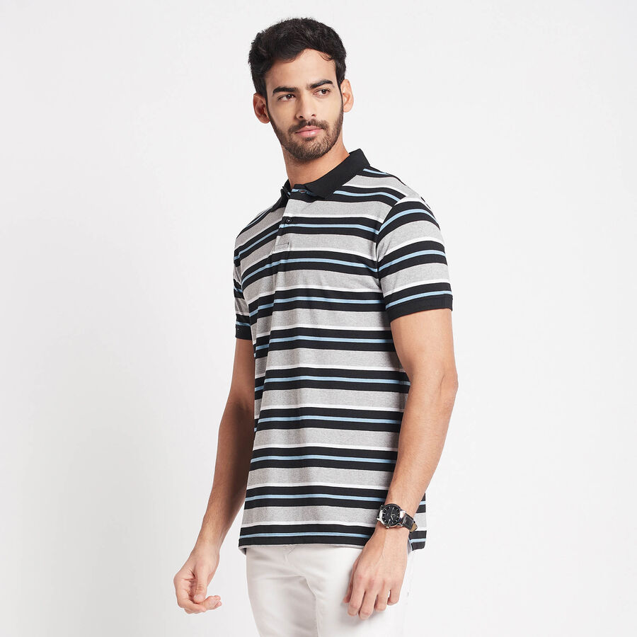 Stripes Polo Shirt, Melange Mid Grey, large image number null