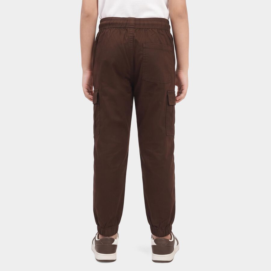 Boys' Brown Regular Fit Cargo Trousers, भूरा, large