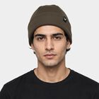 Men's Olive Green Solid Beanie Cap, Olive, small