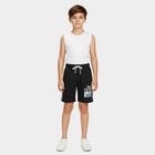 Boys' Grey Regular Fit Graphic Print Bermuda Shorts, गहरा ग्रे, small