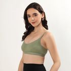 Women's Soft Olive Green Cotton Blend Scoop Neck Casual Bra, Light Green, small image number null