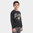 Boys' Dark Grey Crew Neck Pullover Graphic Print Sweatshirt, Dark Grey, small