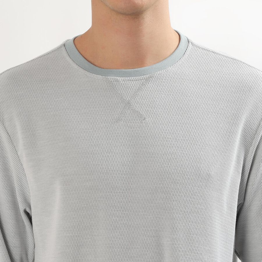 Men's Light Grey Crew Neck Casual T-Shirt, Light Grey, large image number null