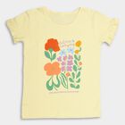 Girls' Soft Yellow Cotton Round Neck Ruffle Sleeve T-Shirt, Yellow, small image number null