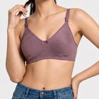 Women's Purple Cotton Blend V Neck Bralette Bra, बैंगनी, small