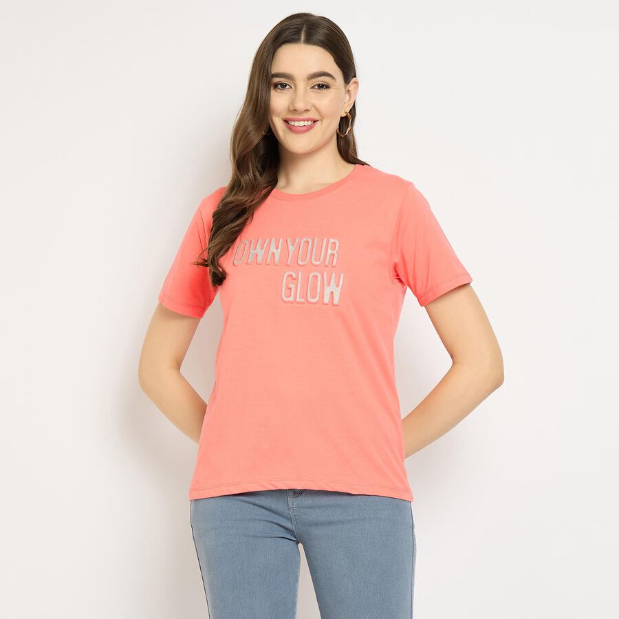 Ladies' Round Neck T-Shirt, Coral, large image number null