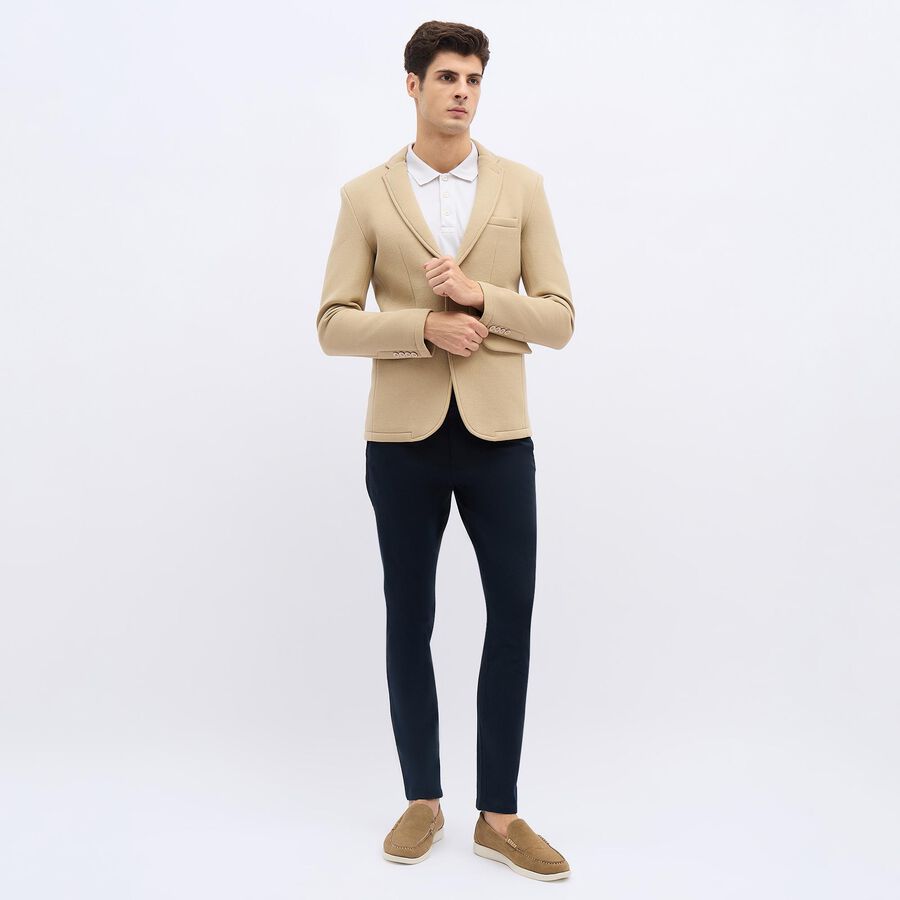 Men's Light Beige Slim Fit Single-Breasted Blazer, गहरा पीला, large image number null