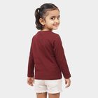 Girls' Wine Round Neck Regular Top, Wine, small