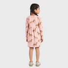 Girls Pink Horse Printed Fit and Flare Frock, Light Pink, small