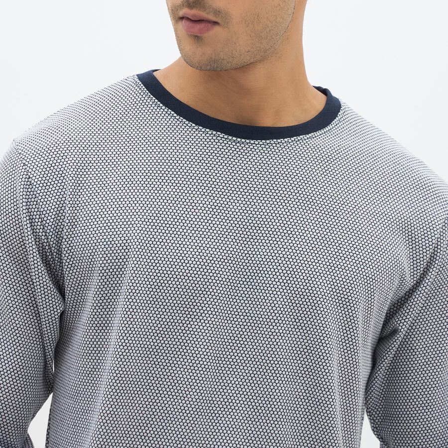 Men's Navy Blue Crew Neck Printed T-Shirt, नेवी ब्लू, large image number null
