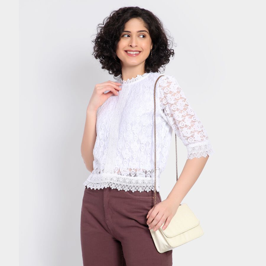 Ladies'  Crop  Top, White, large image number null