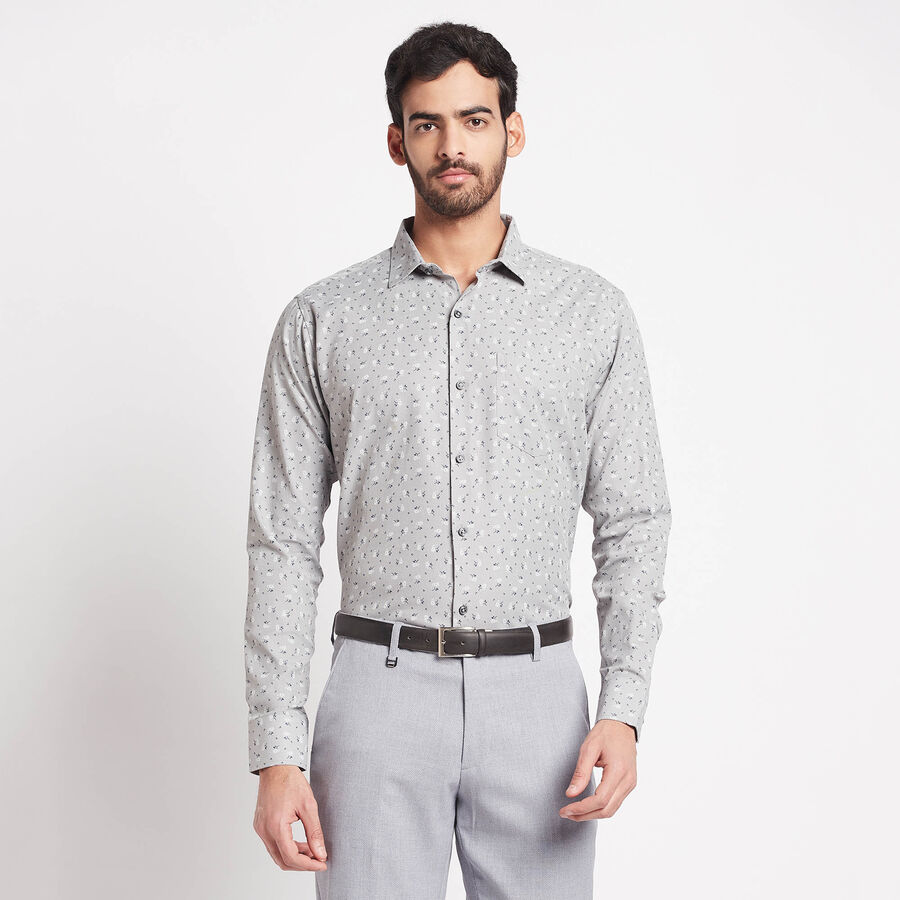 Printed Formal Shirt, Light Grey, large image number null