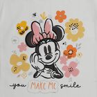 Girls' Off-White Cotton Round Neck Minnie Mouse Printed T-Shirt, ऑफ व्हाइट, small