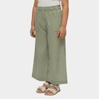 Girls' Olive Green Wide-Leg Striped Trousers, Light Green, small