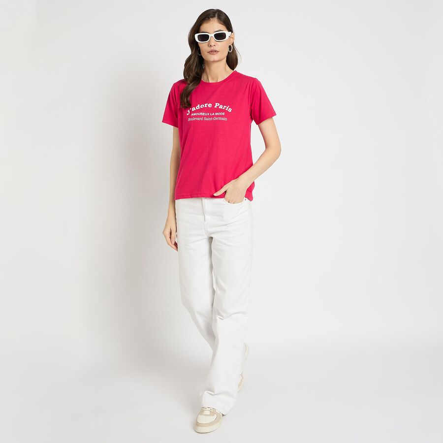 Ladies' Round Neck T-Shirt , Fuchsia, large image number null