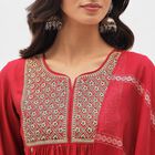 Women's Rich Crimson Embroidered Ethnic Set, Fuchsia, small image number null