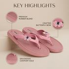 Women's Soft Pink Rubber Butterfly Flip-Flops, गुलाबी, small
