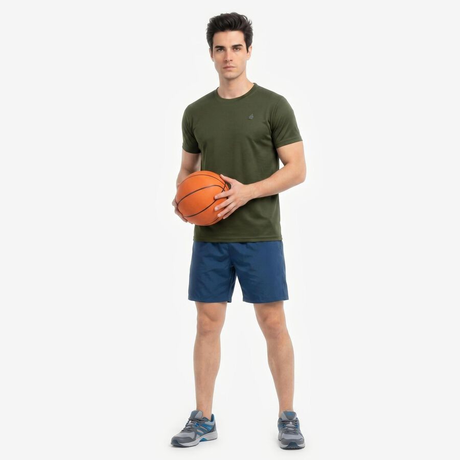 Men's Olive Green Round Neck Regular Drifit T-Shirt, ओलिव, large