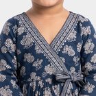 Girls Navy Blue V Neck Fusion Set Upper and Bottom Set, नेवी ब्लू, small