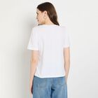 Ladies' Cotton Round Neck T-Shirt, सफ़ेद, small image number null