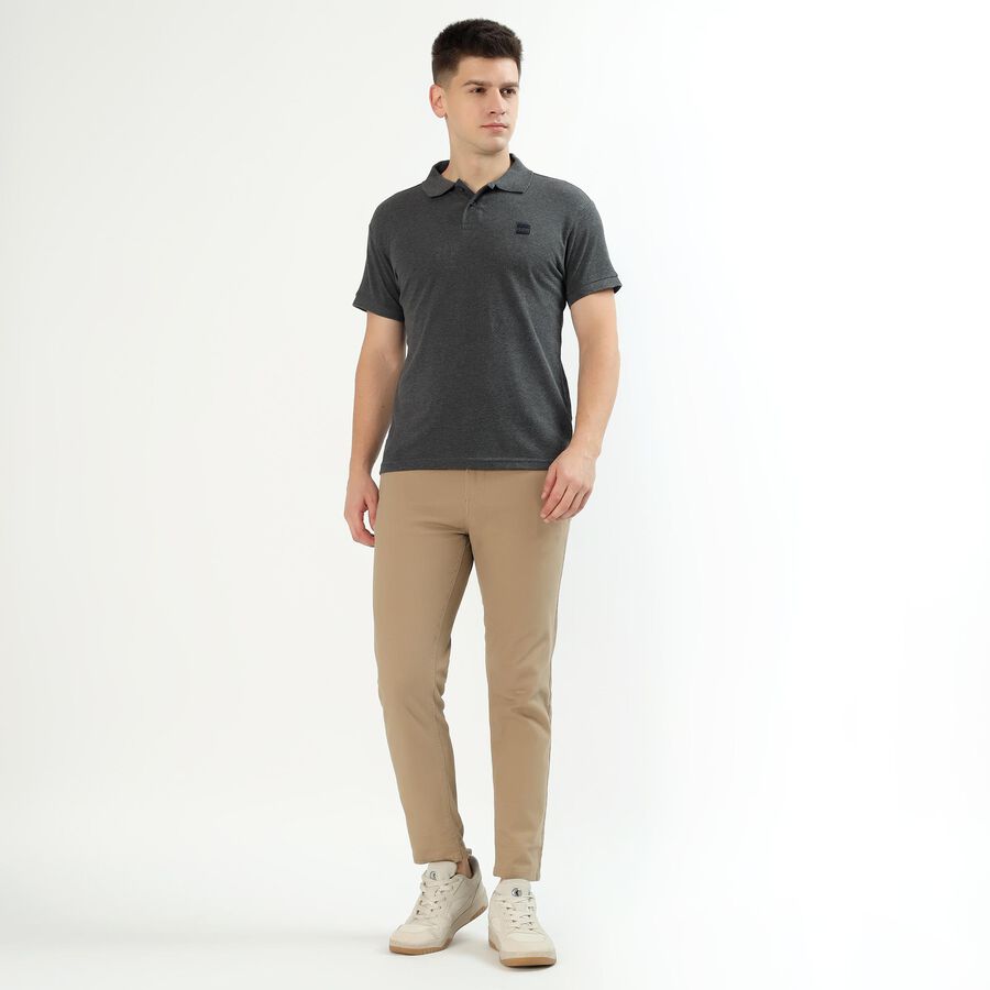 Men's Dark Charcoal Polo Neck Classic T-Shirt, Charcoal, large