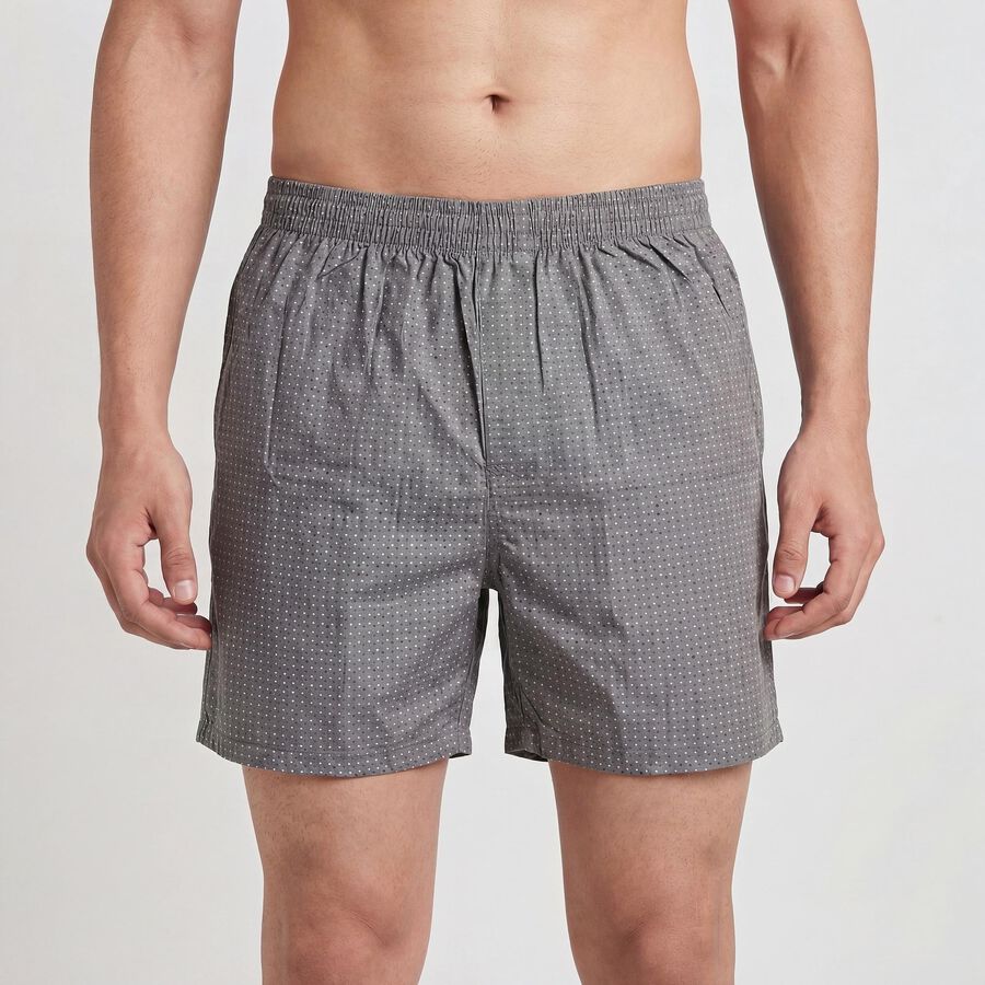 Men's Dark Grey Regular Fit Printed Boxer Shorts, गहरा ग्रे, large