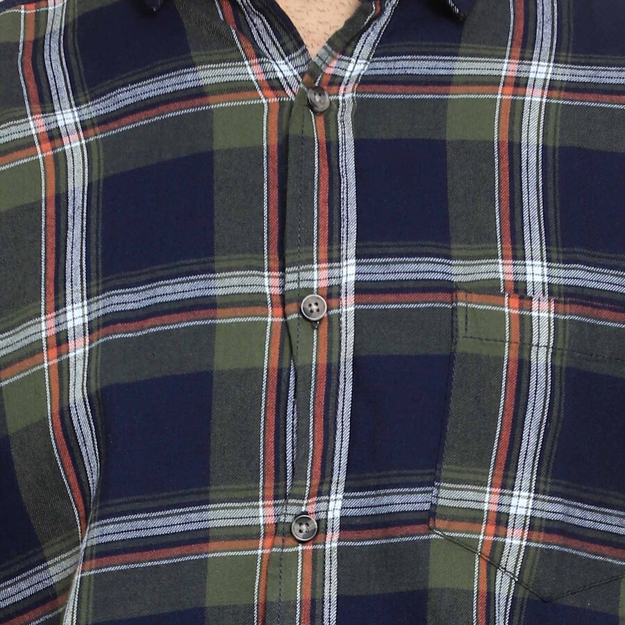 Cotton Checks Casual Shirt, Dark Green, large image number null