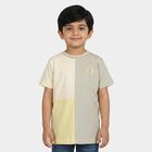 Boys Yellow Cotton Round Neck Casual Boys T-Shirt, पीला, small
