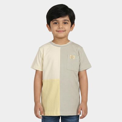 Boys Yellow Cotton Round Neck Casual Boys T-Shirt