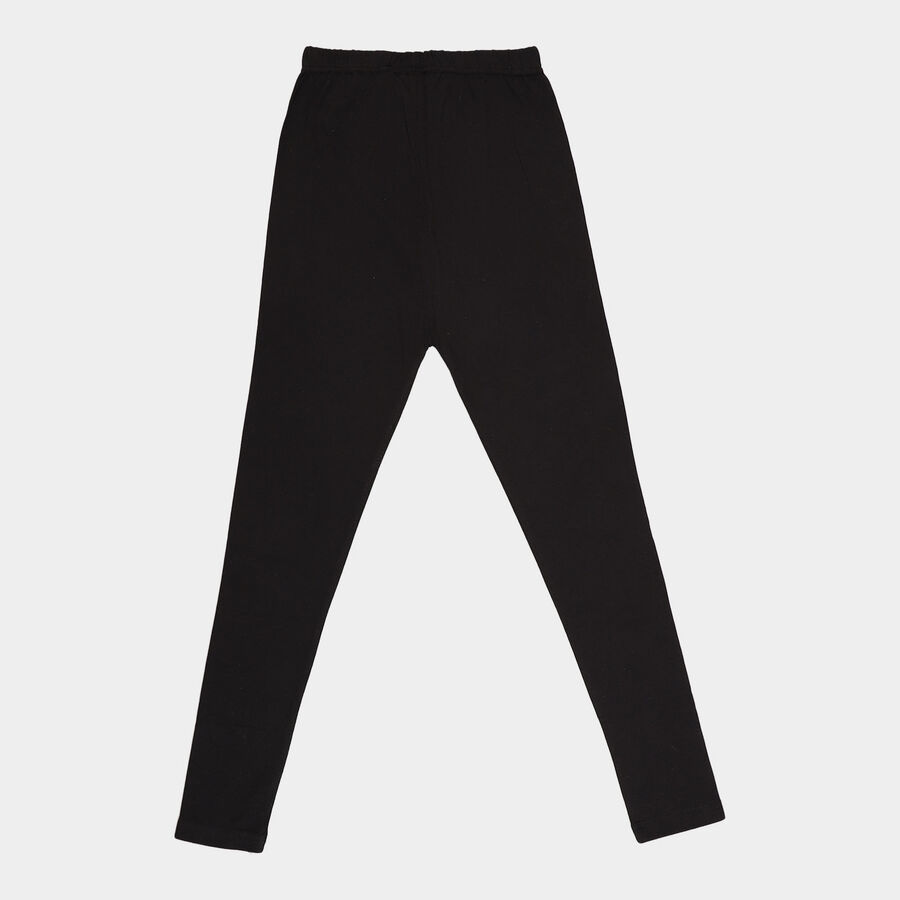 Girls Solid Leggings, Black, large image number null