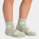 Girls' Regular Fit Floral Pack of 2 Socks ( Pink, Green ), हल्का गुलाबी, small