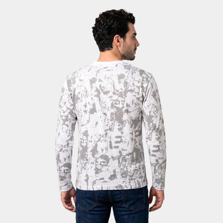 Men's White Crew Neck Regular T-Shirt, White, large