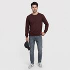 Men's Wine Crew Neck Pullover Sweatshirt, Wine, small