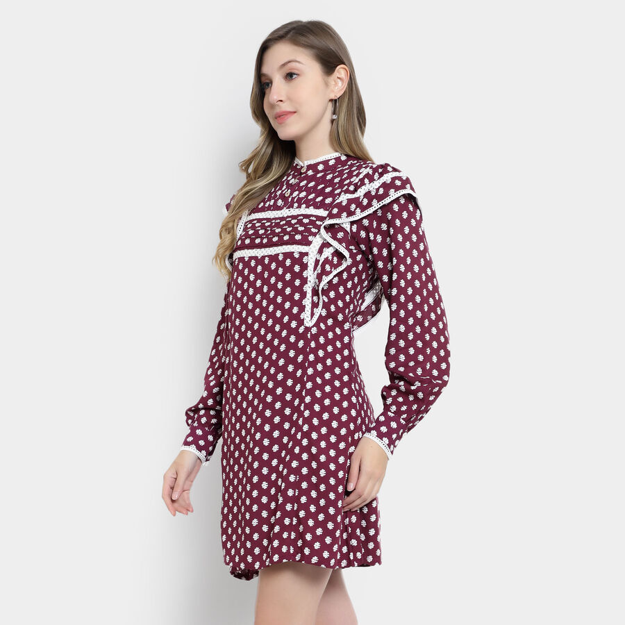 All Over Print Dress, Wine, large image number null