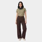 Women's Brown Wide Leg Seam Detail Jeans, भूरा, small