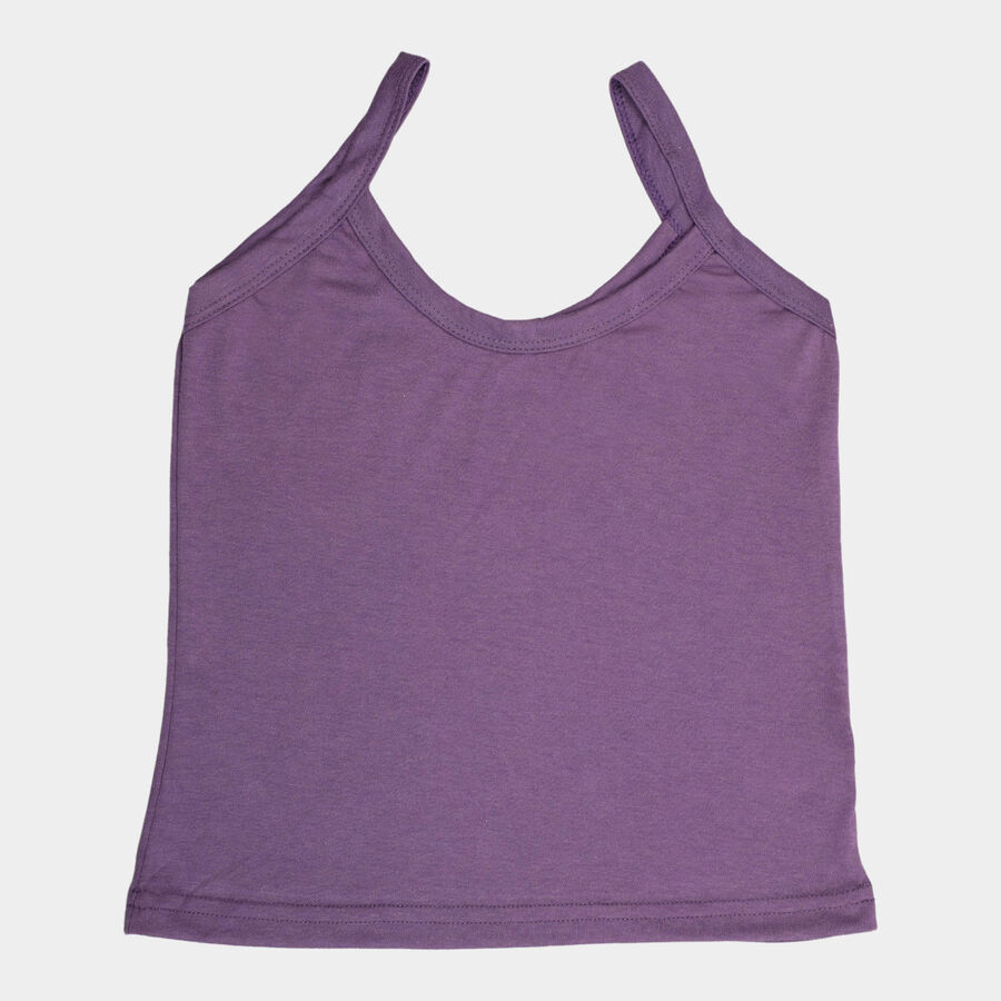 Girls Cotton Solid Vest, Purple, large image number null