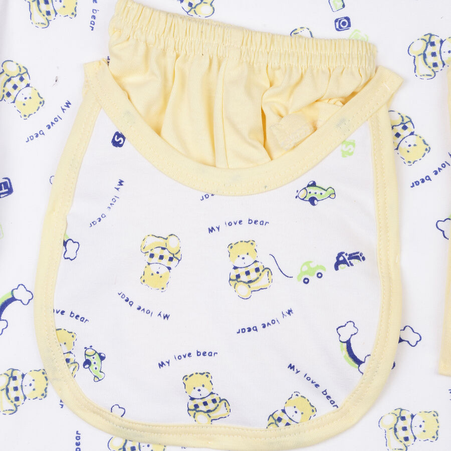 Infants Cotton Printed Baby Gift Set, Yellow, large image number null