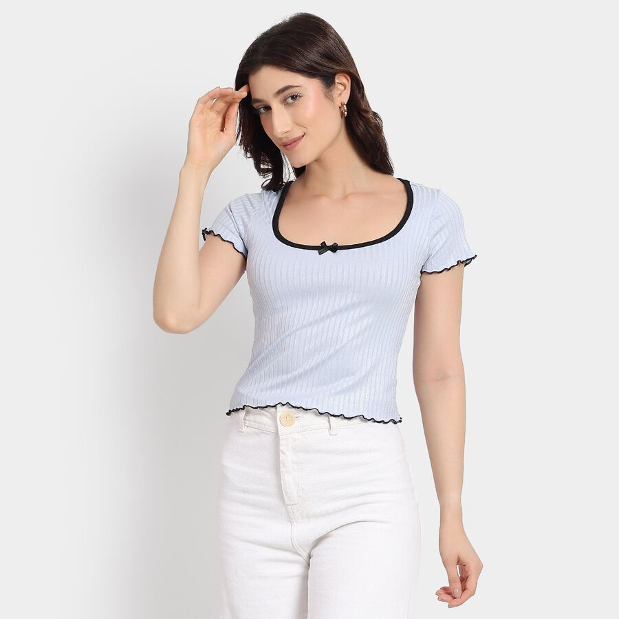 Ladies'  Crop  Top, हल्का नीला, large