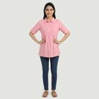 Women's Pink Collar Neck Solid A-Line Kurti, Light Pink, small