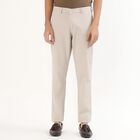 Men's Light Beige Slim Fit Flat-Front Casual Trousers, सिल्वर, small image number null