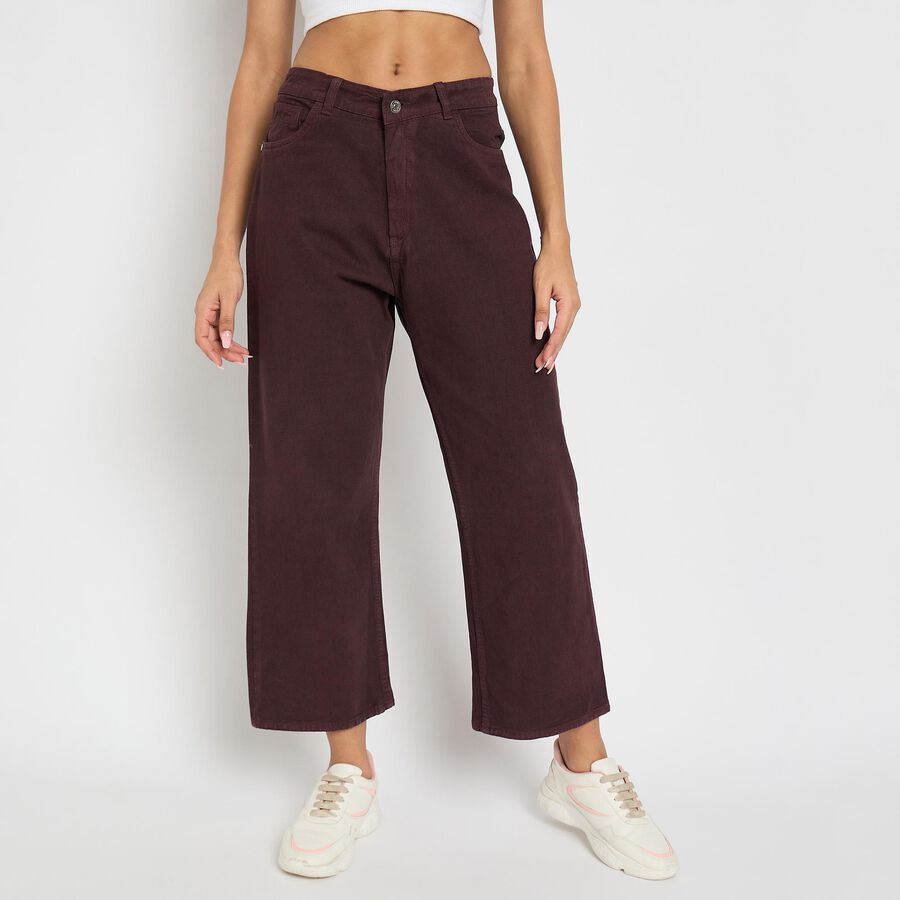 Ladies' Cotton Jeans, मरून, large image number null