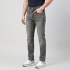 Men's Grey Slim Fit Faded Jeans, हल्का ग्रे, small