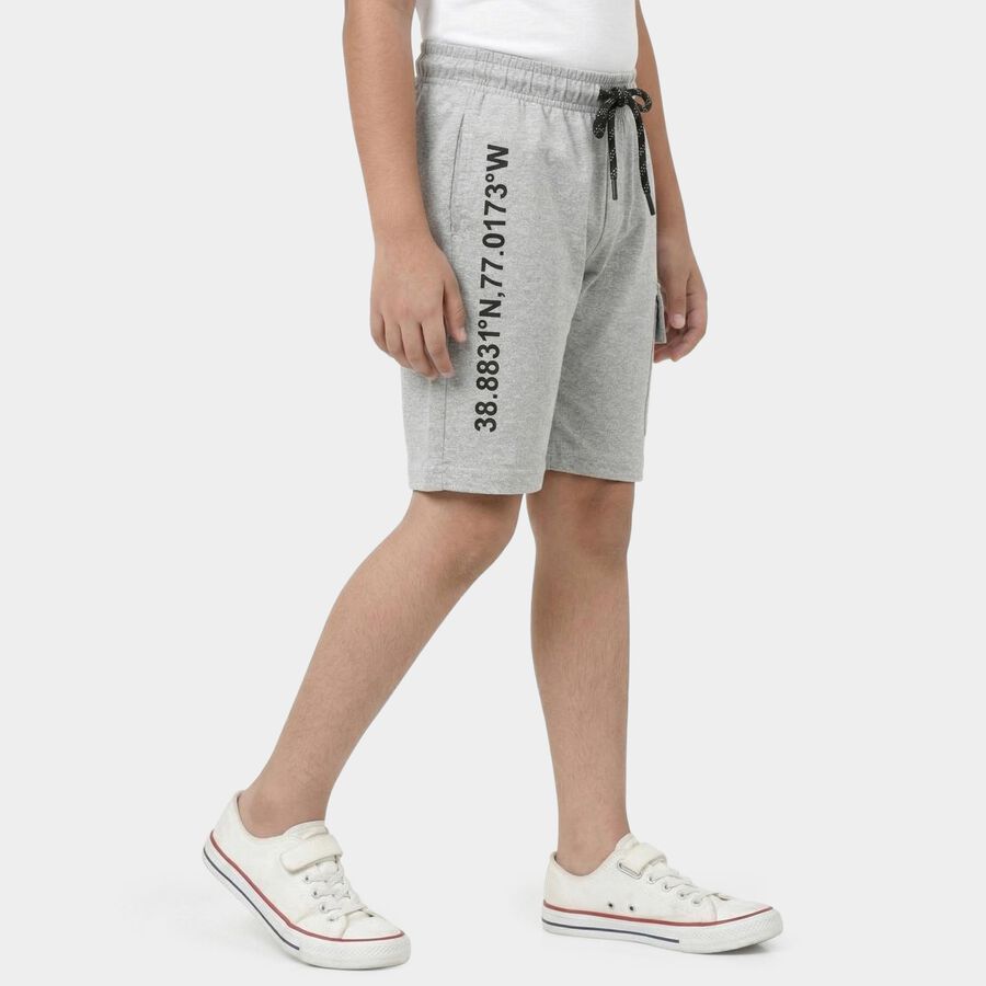Boys' Light Grey Classic Fit Bermuda Shorts, Melange Light Grey, large