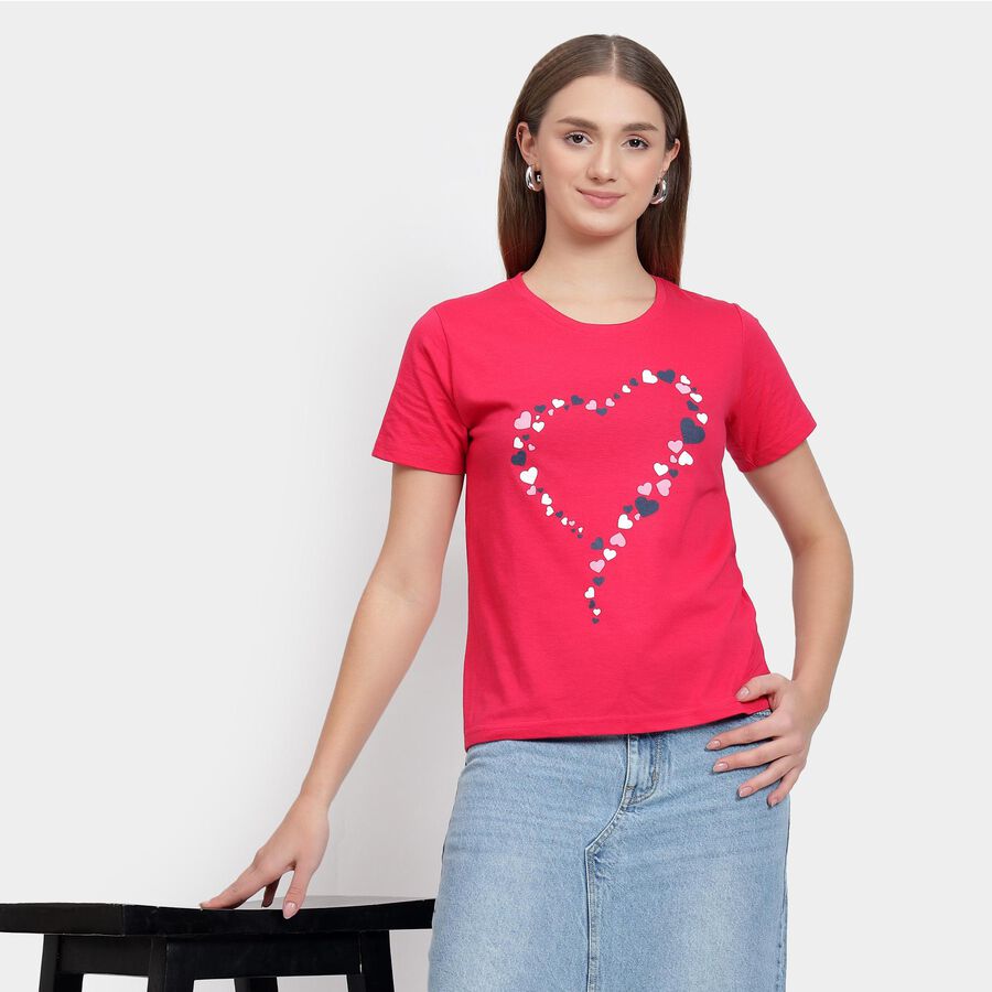 Ladies' Round Neck T-Shirt , रानी (फ्यूशिया), large image number null