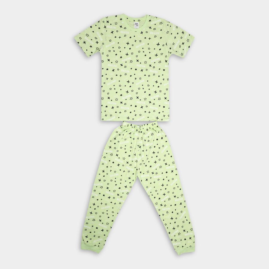 Boys' 100% Cotton Suit Night, हल्का हरा, large image number null