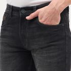 Men's Dark Charcoal Black Slim Fit Tapered Jeans, Dark Blue, small