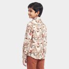 Boys Brown Cotton Long Sleeve Collared Casual Shirt, Brown, small