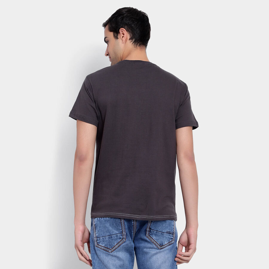 Cotton Round Neck T-Shirt, Dark Grey, large image number null
