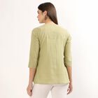 Women's Light Sage Green Cotton Round Neck Solid Kurti, Light Green, small